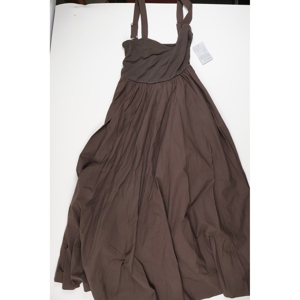 Nordstrom Maxi Dress Mixed Media Chocolate Brown Solid S NWT 99.00